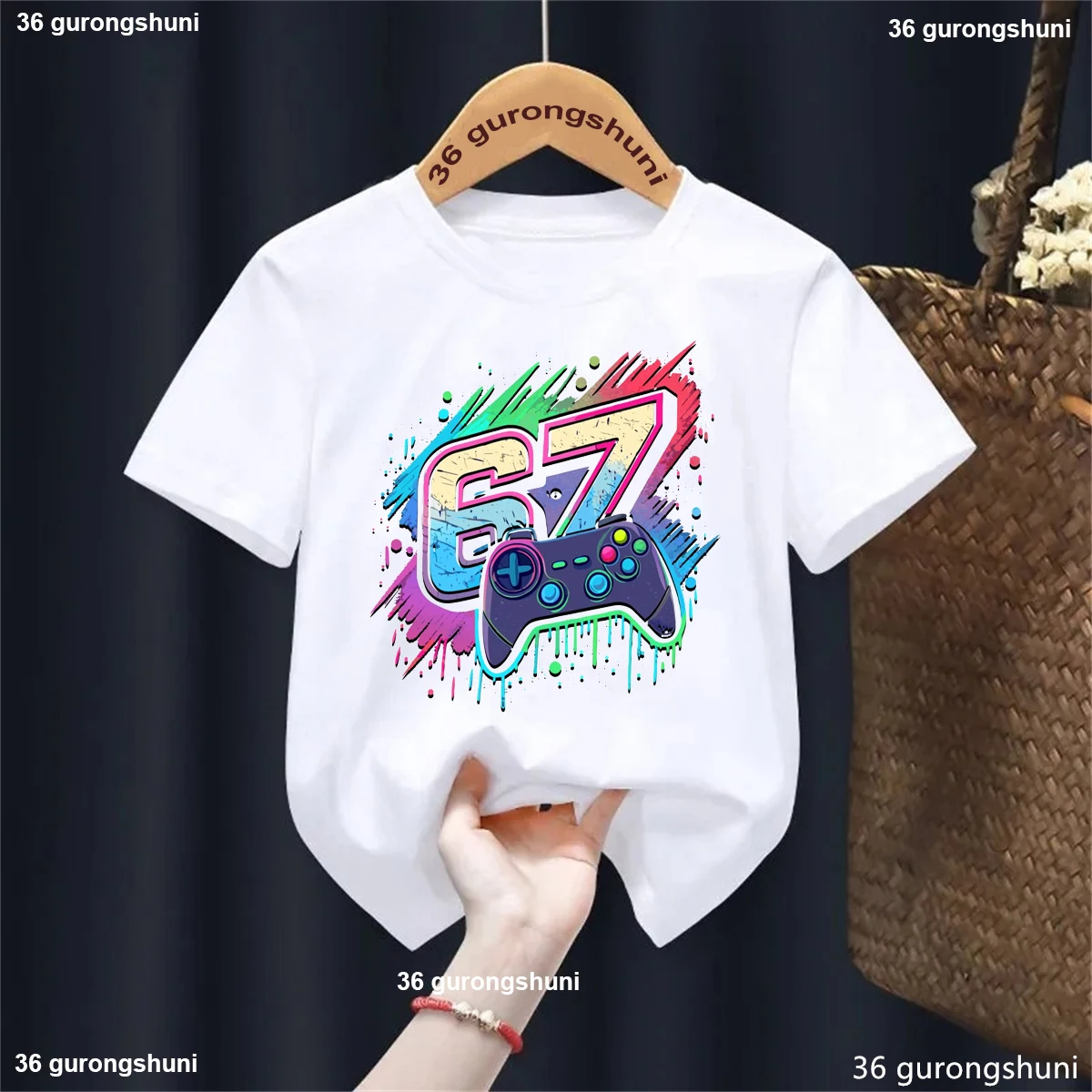 Camiseta manga corta estampada divertida Game Six Seven 67 para niños - imagen 4