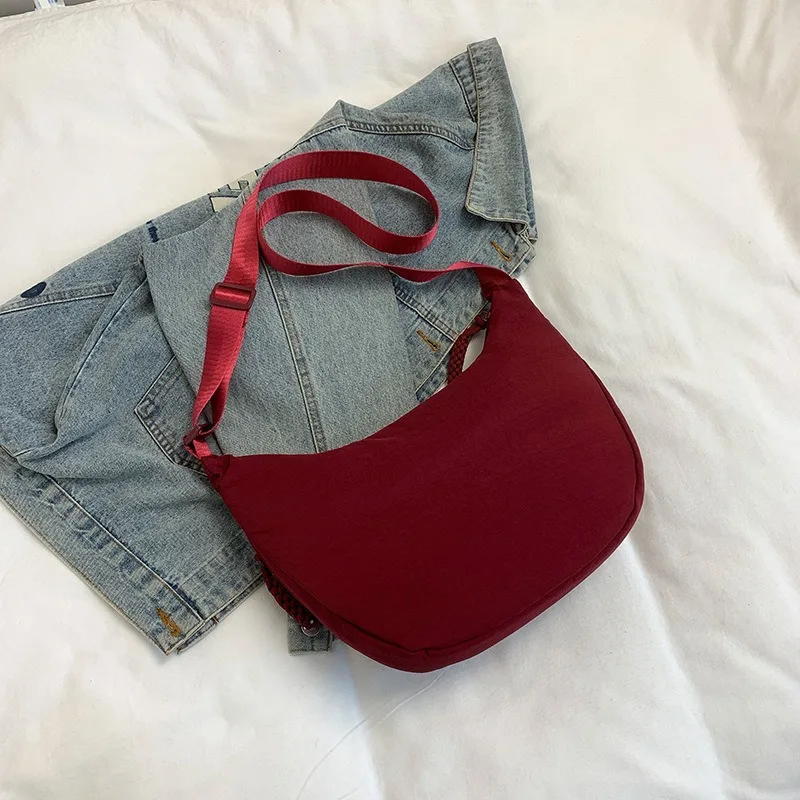 Bolso de hombro lona para mujer color sólido casual diario urbano - imagen 4