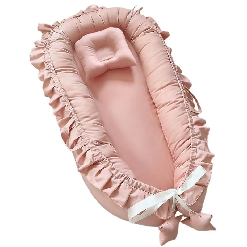 LazyChild Cama nido de algodón puro para bebés recién nacidos