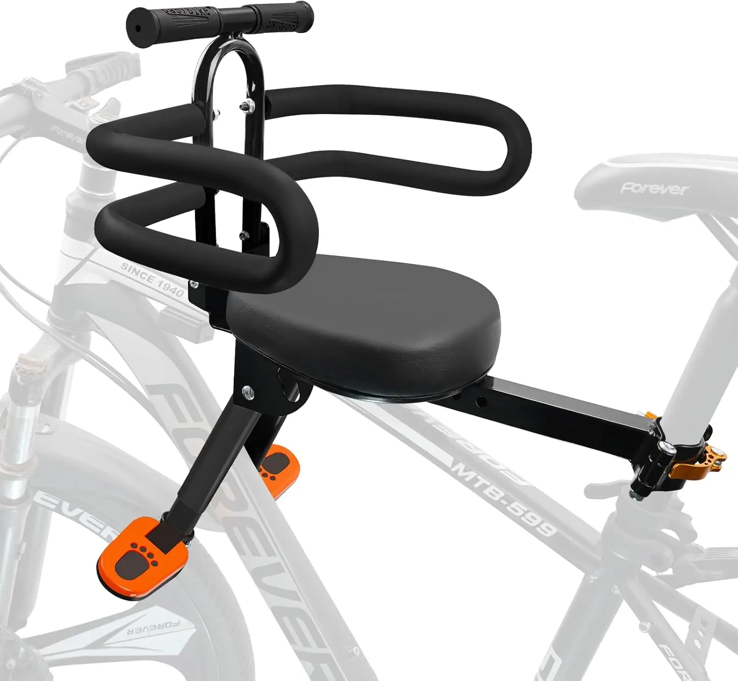 Asiento infantil de bicicleta delantero desmontable con soporte para manillar