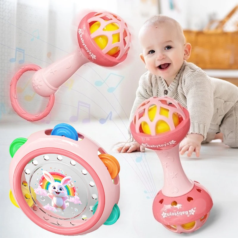 Tambor de juguete musical para bebé rosa vibrante - imagen 2