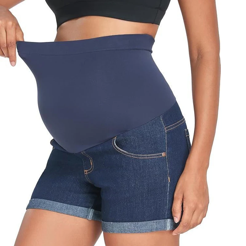 Shorts premamá de cintura alta en tejido vaquero con sujeción - imagen 5