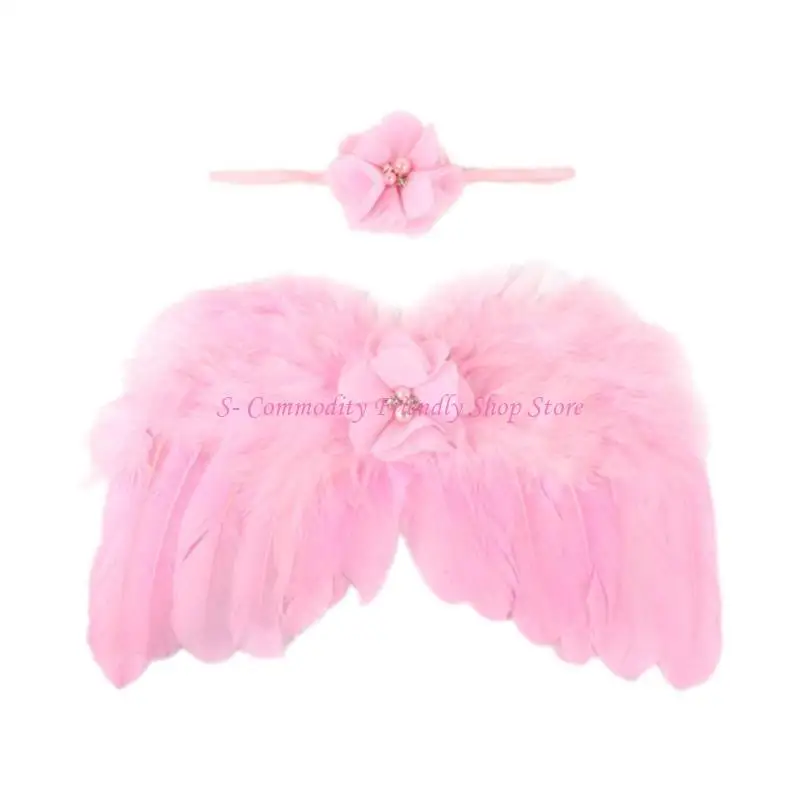 85AE Accesorios para sesión de fotos recién nacido con plumas - imagen 3