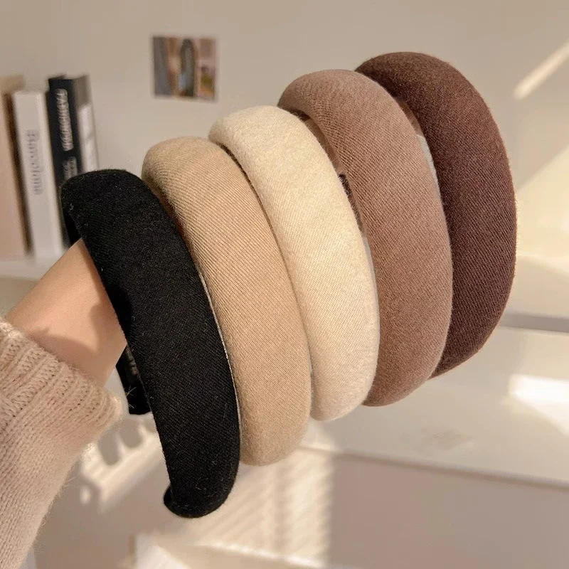 Diadema ancha de esponja lisa para el pelo y lavado facial
