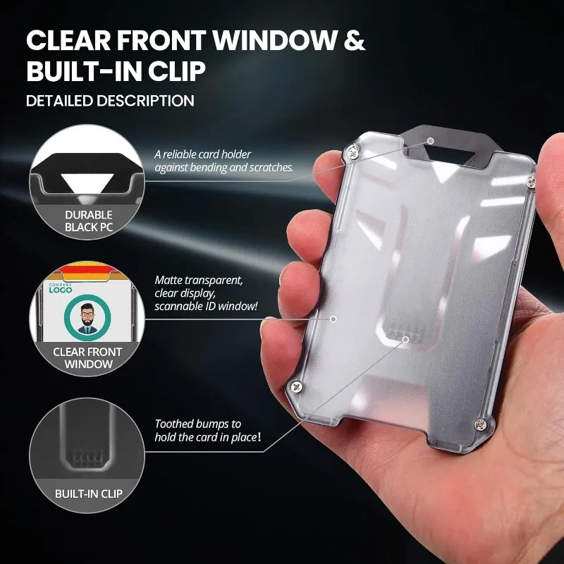 Porta tarjetas retráctil con clip duro y ventana transparente - imagen 5