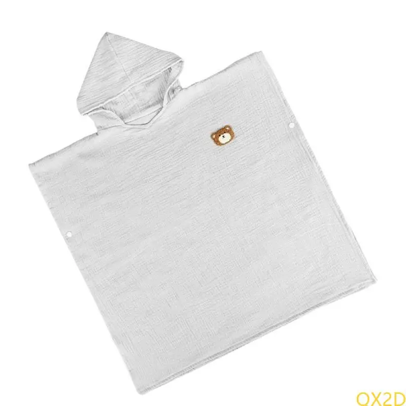 QX2D Toalla con capucha de algodón para niños - Poncho portátil - imagen 5