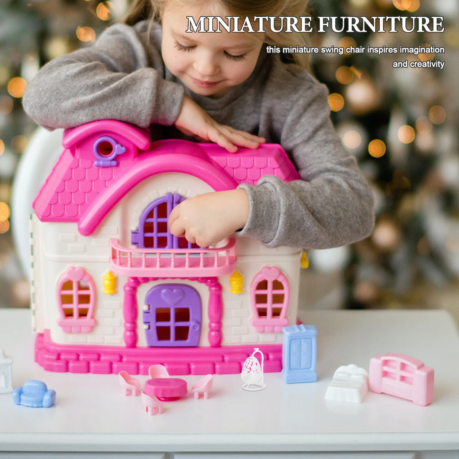 Sillas colgantes en miniatura para casa de muñecas – adorno - imagen 4