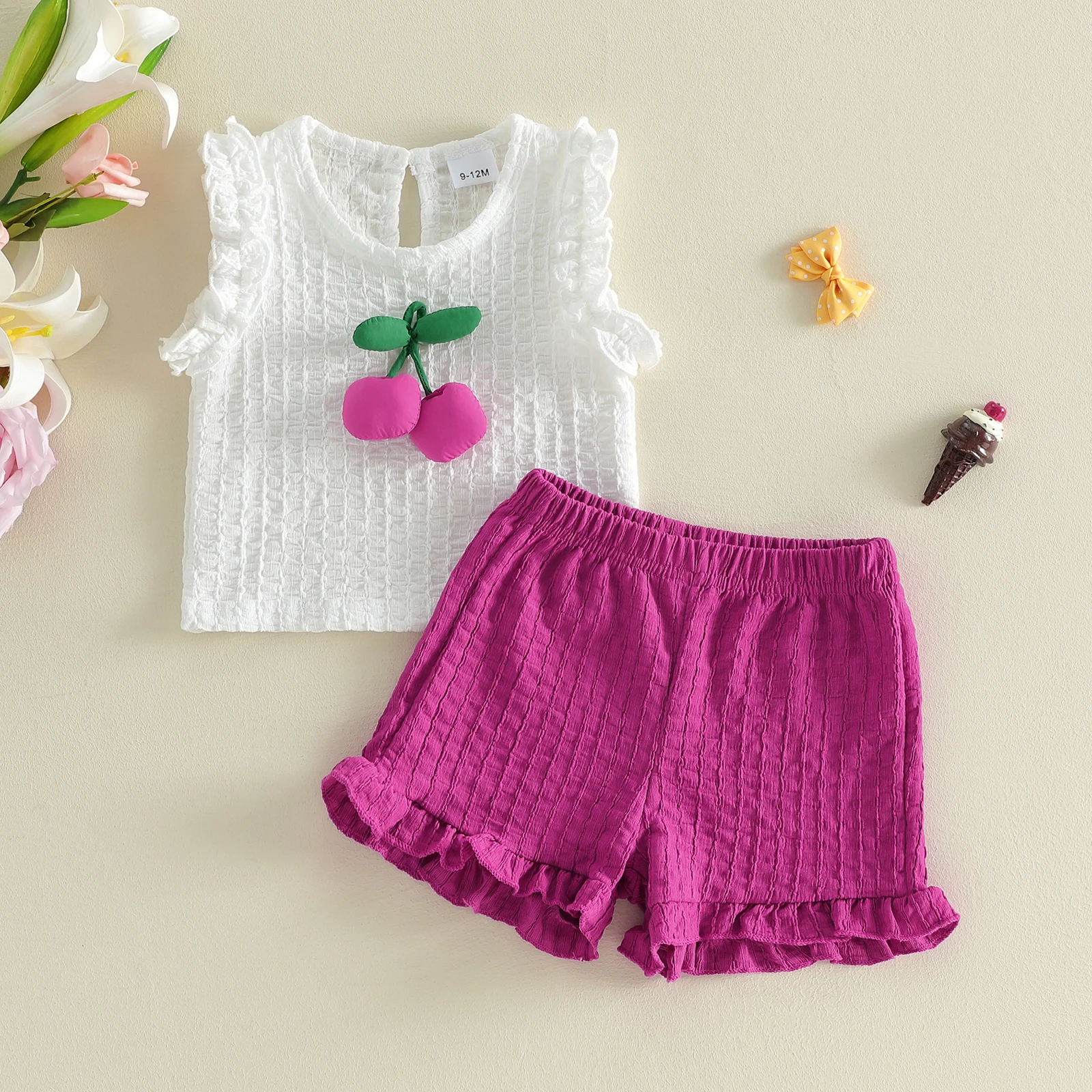 Conjunto de verano niña con volantes, camisola sin mangas y short - imagen 5