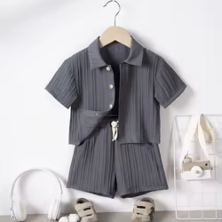 Conjunto de verano niño camisa manga corta con solapa y pantalón corto