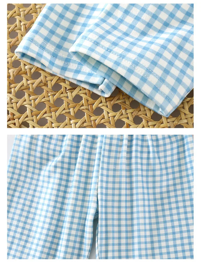 Conjunto pijama niña osos a cuadros suave para primavera - imagen 5