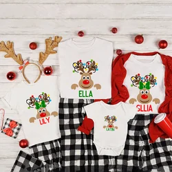 Camisa Navidad familia renos personalizada con nombre