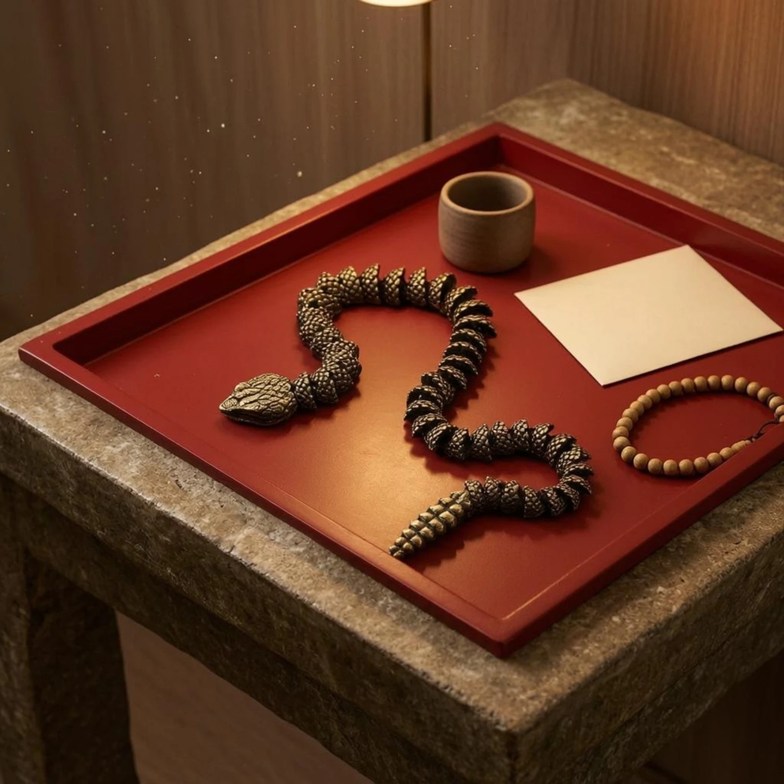 Figura serpiente cascabel latón articulada, decoración estilo antiguo - imagen 4