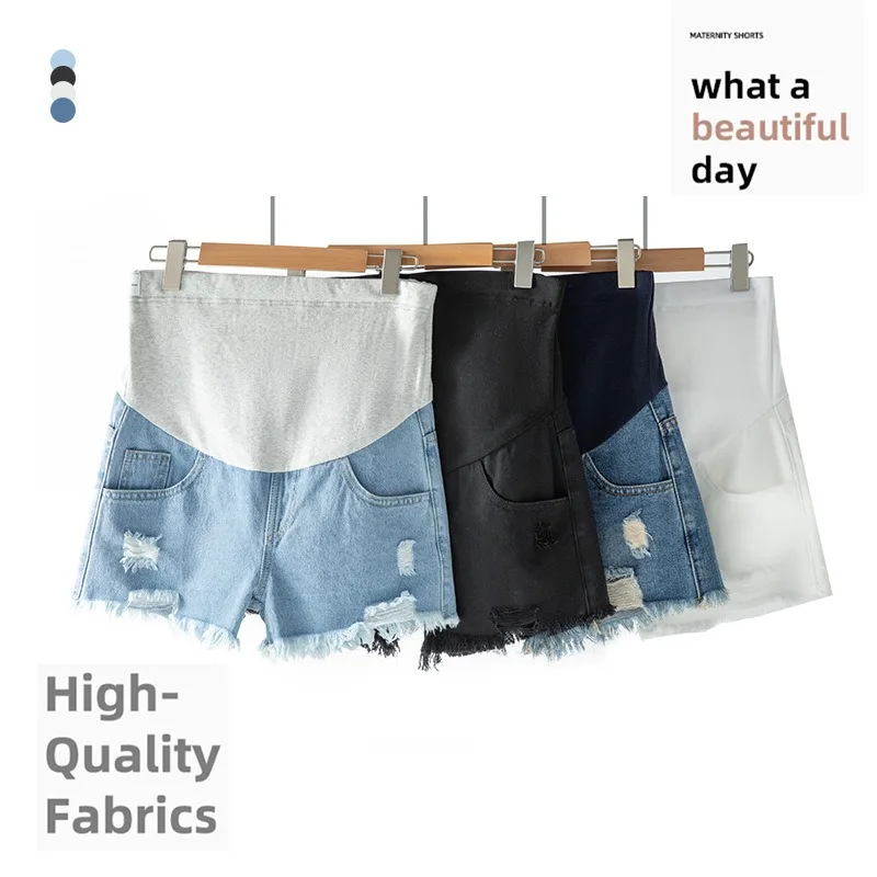 Pantalones cortos de embarazo vaqueros de cintura baja holgados - imagen 5