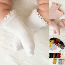 Calcetines cortos de algodón con volantes para niña