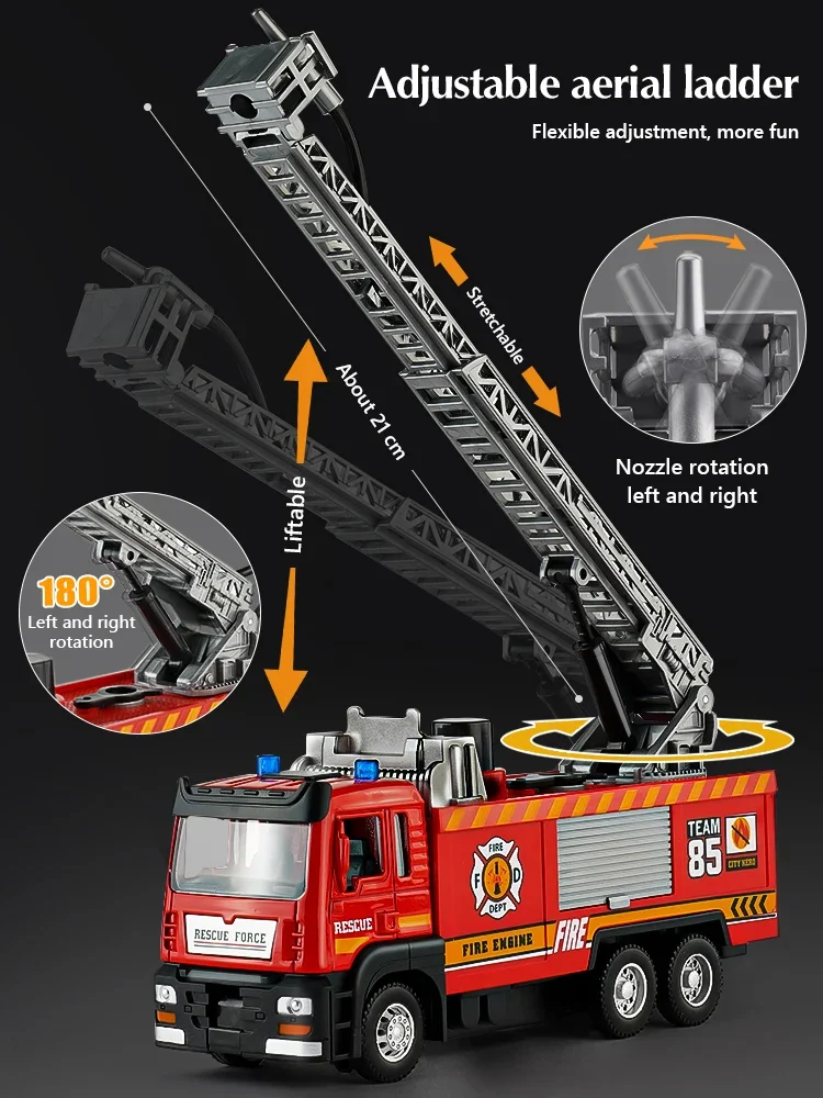 Camión de bomberos con rociador de agua y música para niños - imagen 5