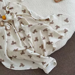 Toalla de baño bebé de muselina transpirable con estampado de oso