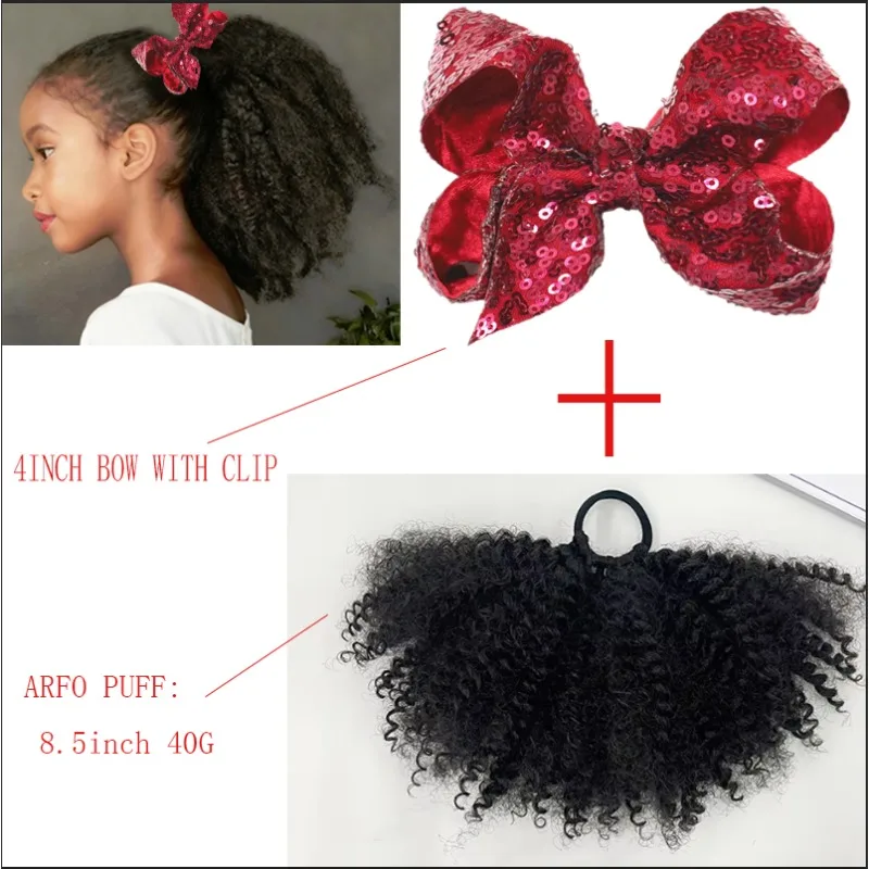 Clip cola de caballo Afro Kinky Marley con lentejuelas para niños - imagen 3