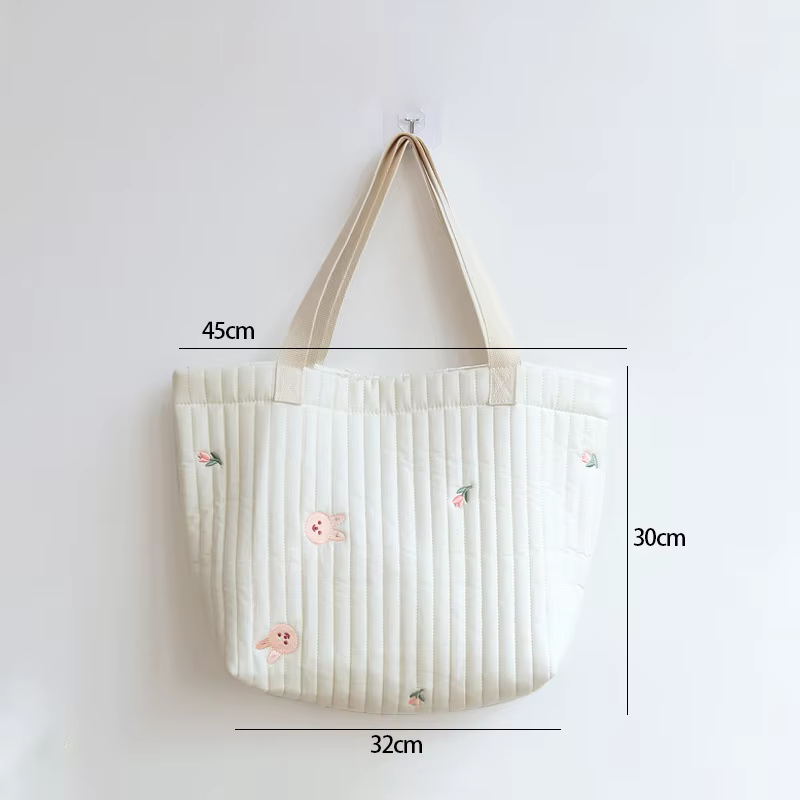 Bolsa de pañales bordada en algodón portátil para bebé - imagen 4