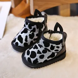 Botas de nieve para niñas con suela antideslizante y leopardo