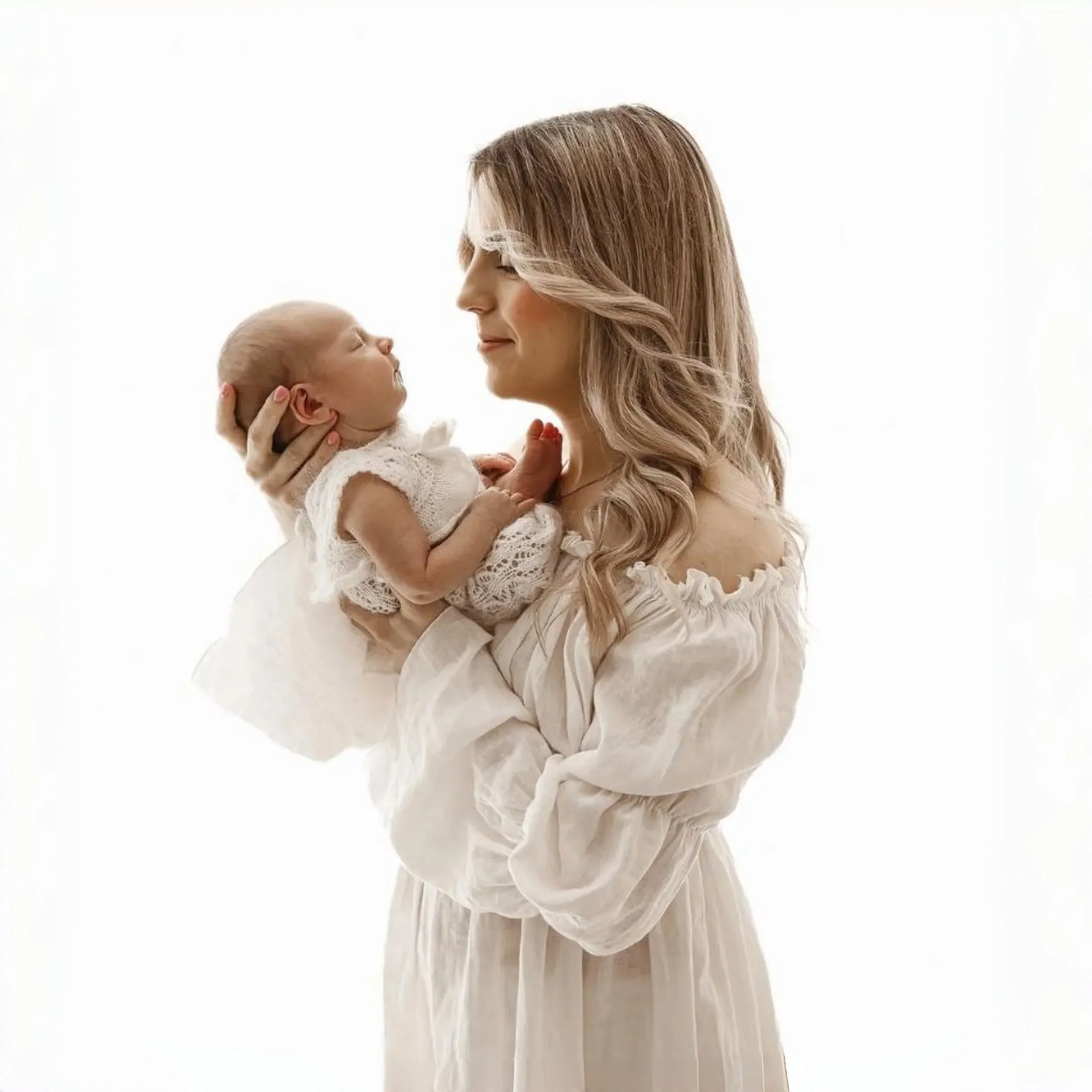 Vestido de maternidad de algodón blanco para sesión de fotos - imagen 2