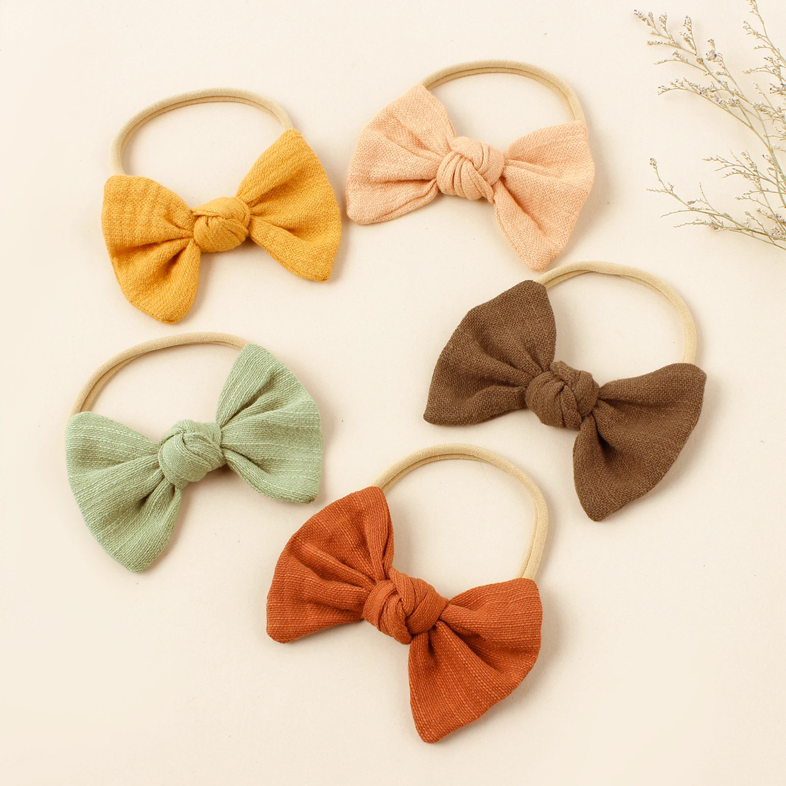 Diadema para bebé con lazo caramelo de nailon elástico suave - imagen 5