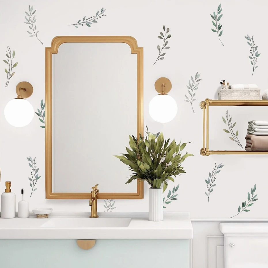 Pegatinas decorativas de ramas con hojas verdes – Acuarela para pared - imagen 5