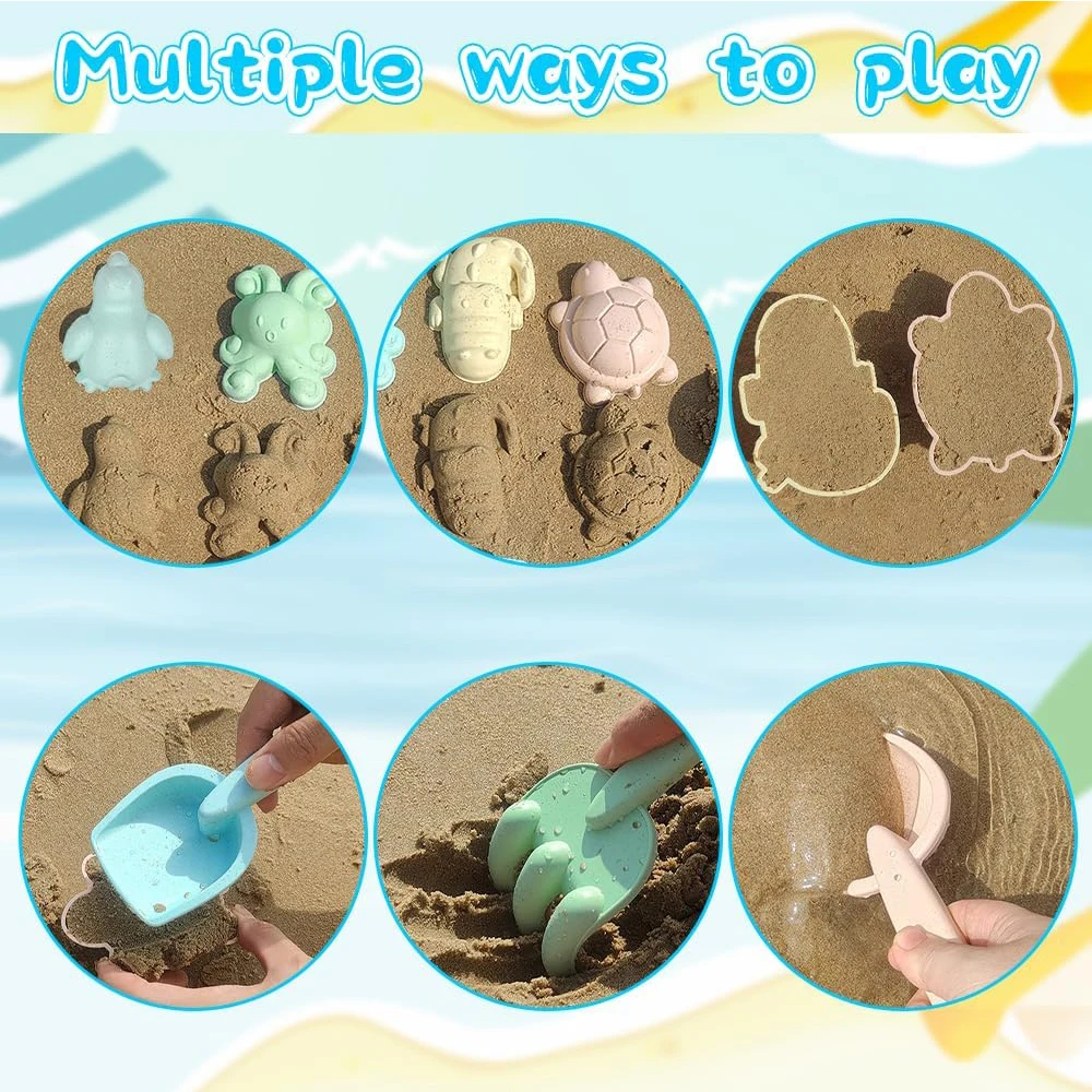 Juguetes de playa con cubo plegable, pala y moldes - imagen 2
