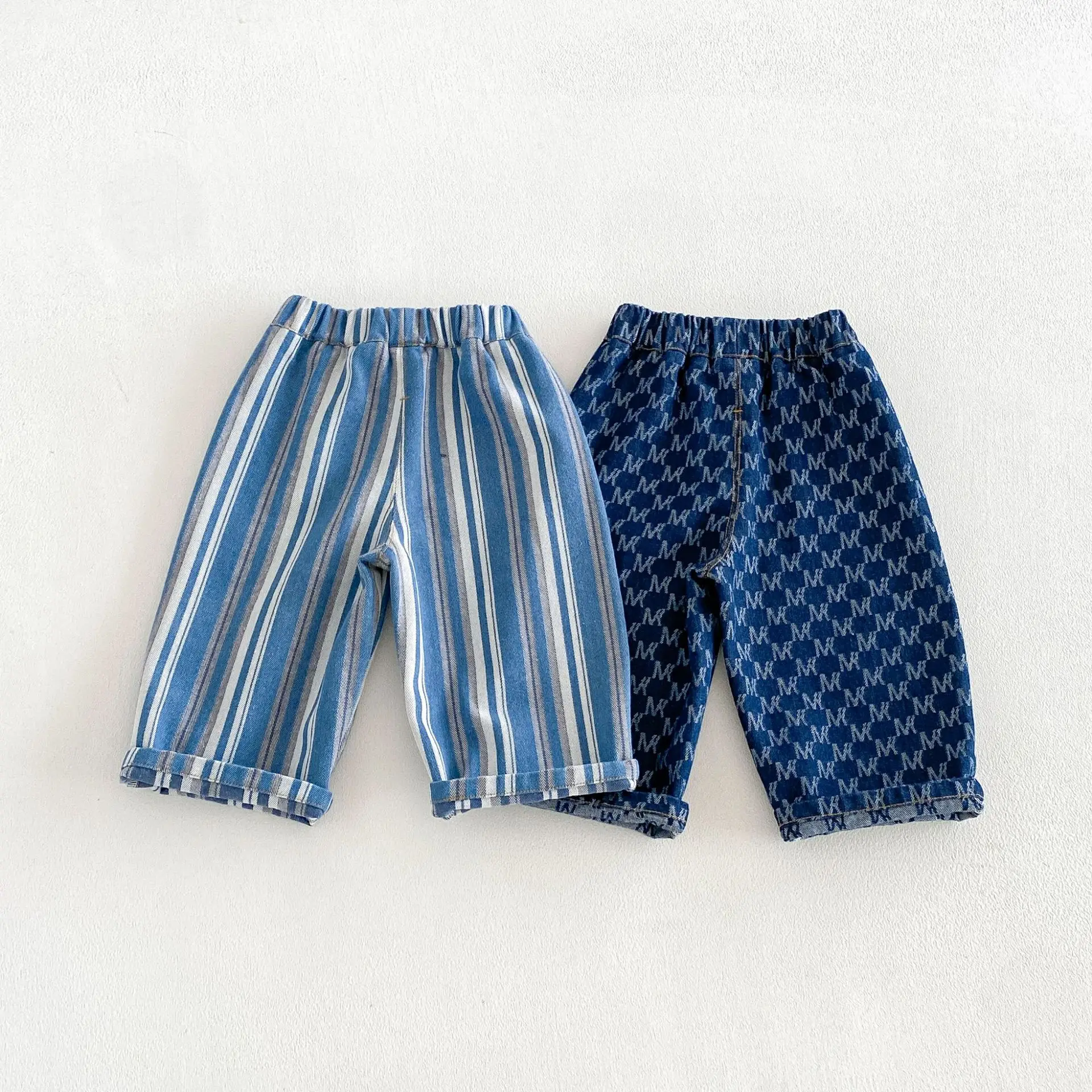 Pantalones vaqueros elásticos con rayas para niños pierna recta - imagen 2