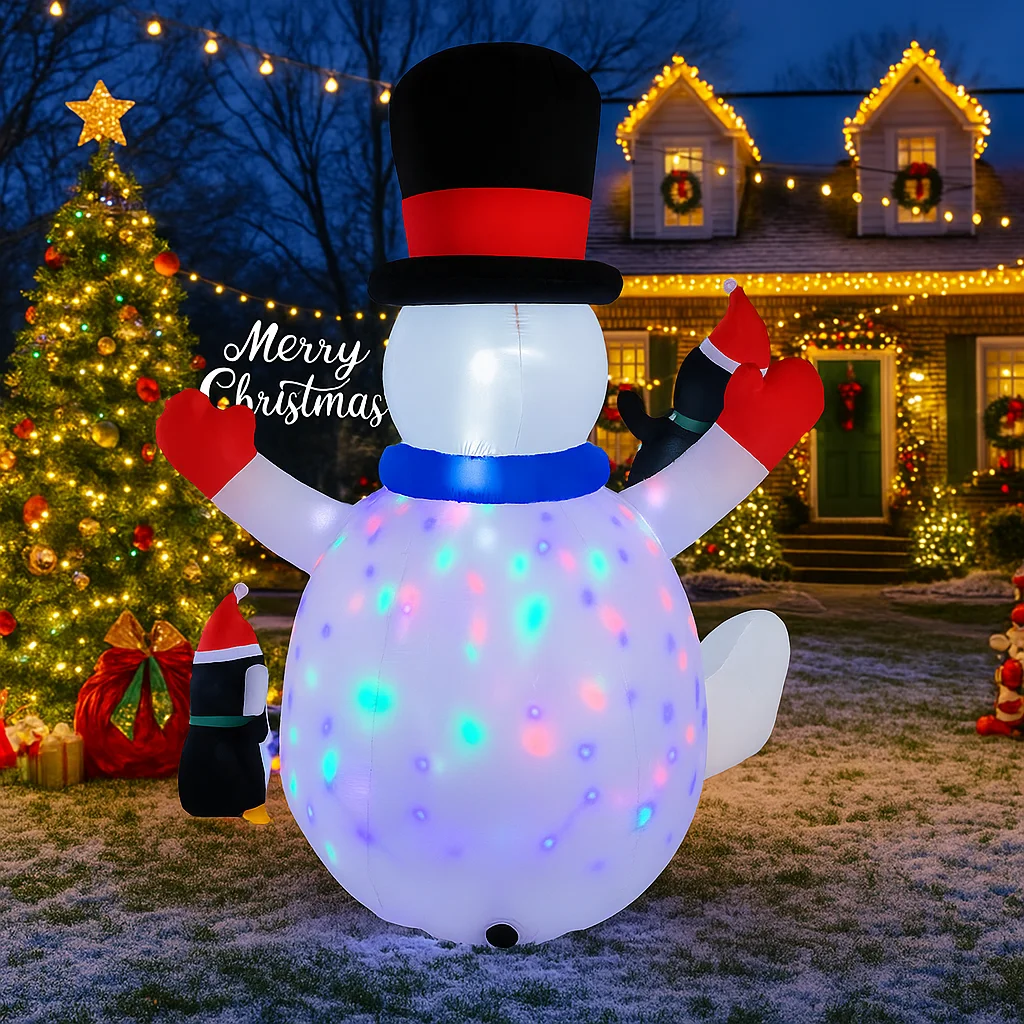 Muñeco de nieve inflable con luces LED, decoración navideña - imagen 4