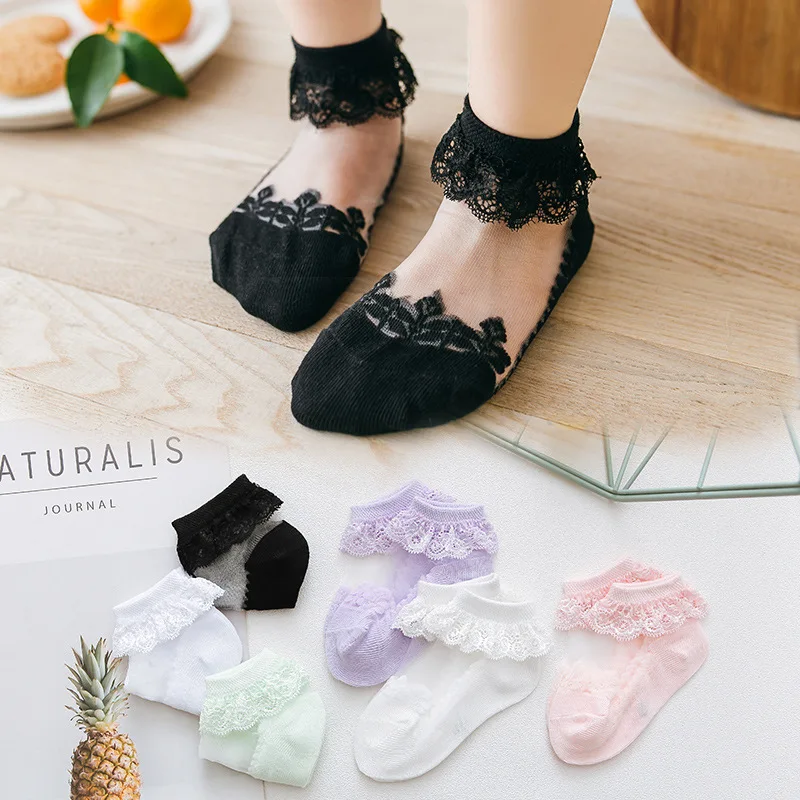 Calcetines invisibles ultrafinos de verano con encaje para niñas - imagen 4