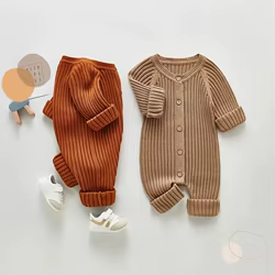 Milangel Pelele de punto liso infantil para niñas – Otoño bebé