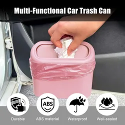 Papelera de coche pequeña con tapa a prueba de fugas y botón