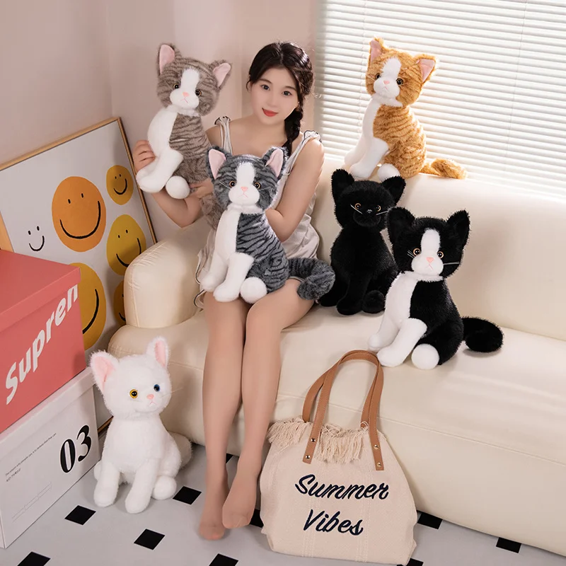 Peluche de gato almohada blanco y gris suave para regalo infantil - imagen 5