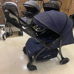 Cochecito de bebé reversible plegable con reclinado total y dosel