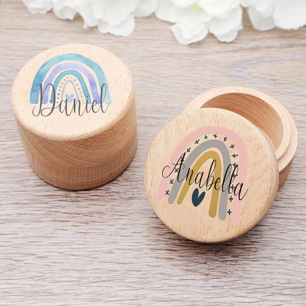 Caja de dientes arcoíris personalizada con nombre para bebé - imagen 2