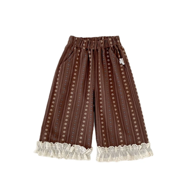 Pantalones rectos de niña entretiempo con encaje y estampado mate - imagen 5