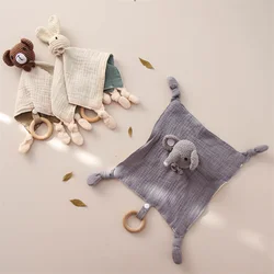 Babero de toalla para bebé con peluche elefante y mordedor