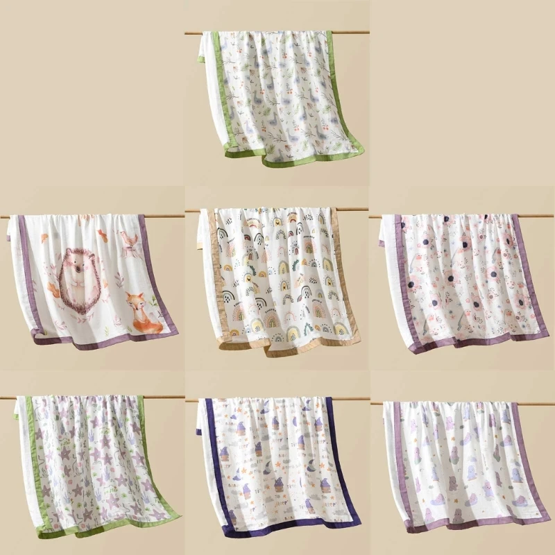 Manta de muselina de bambú con diseños infantiles suave para bebé