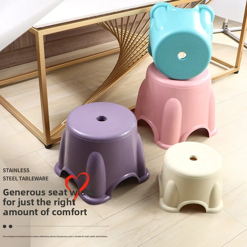 Taburete infantil antideslizante estilo nórdico de plástico resistente - imagen 4