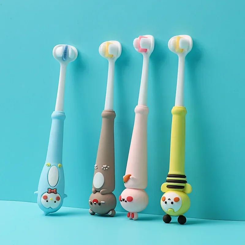 Cepillo de dientes infantil de tres caras con cerdas suaves para niños de 3 a 10 años - imagen 3