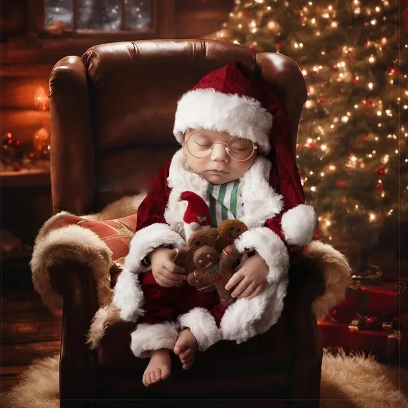 Disfraz de Papá Noel recién nacido para sesión navideña fotográfica