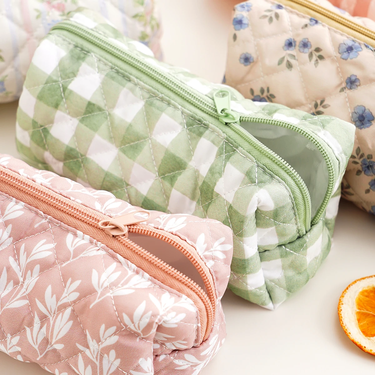 Elinfant bolsa de maquillaje acolchada floral para viaje organizadora - imagen 4