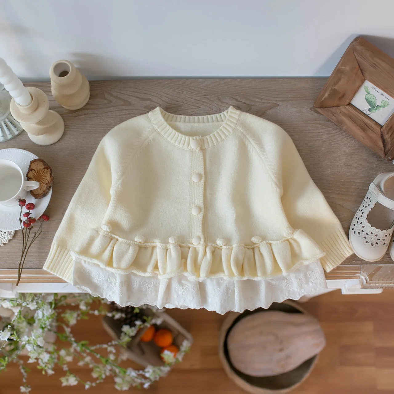 Milancel jersey de primavera para bebé niña – punto con encaje - imagen 5