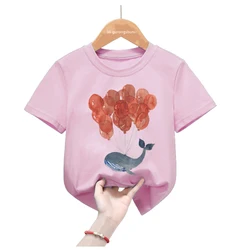 Camiseta manga corta delfín globo amor Kawaii para niños y niñas
