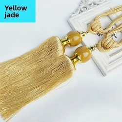 Sujetacortinas de jade con borlas y pompones para lazos