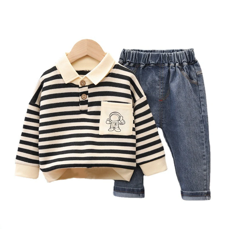 Conjunto chándal infantil de rayas para bebé y niño -Primavera y otoño - imagen 4