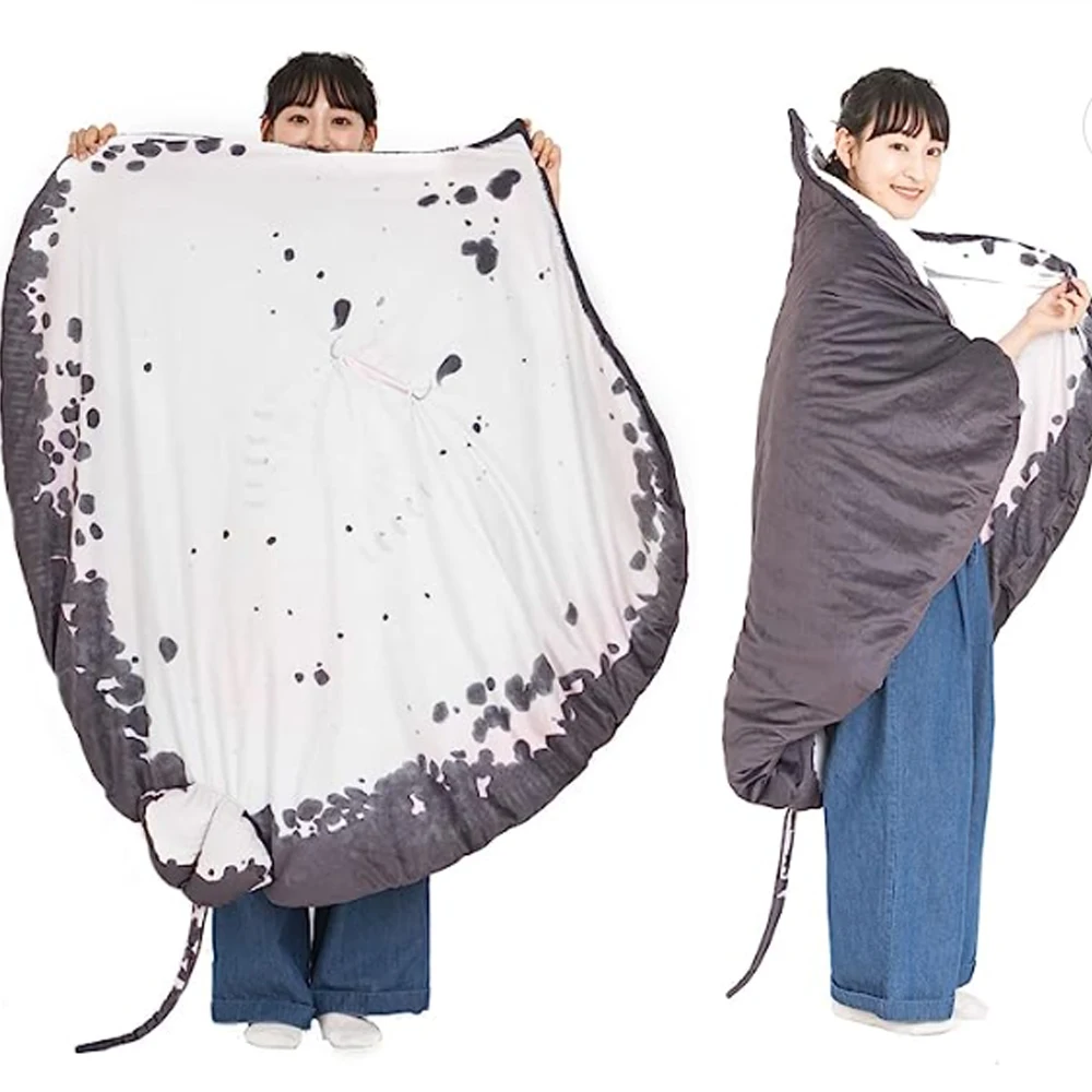 Manta de peluche realista pez rayo para habitación y siesta - imagen 3