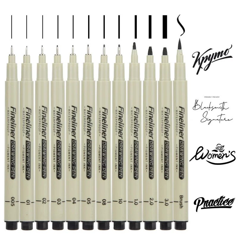 Bolígrafos fineliner de punta fina impermeables para dibujo técnico