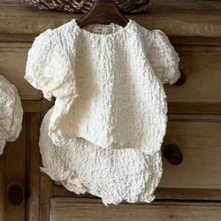 Somenie Pelele de bebé con volantes manga corta y pantalón corto