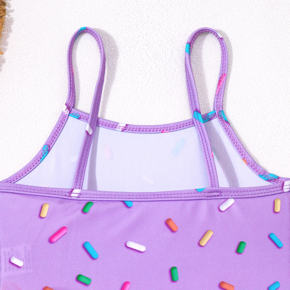 Traje de baño niña con estampado veraniego y tutú de playa suave - imagen 4